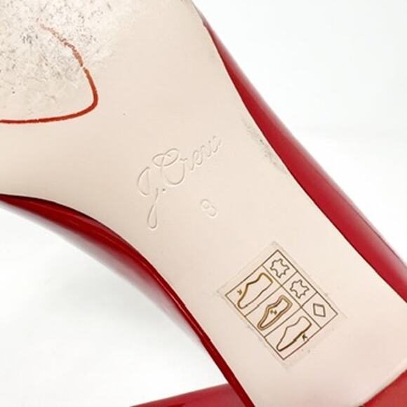 [J. Crew] Red Kate Shiny Patent Leather Square Toe Low Block Heel Pumps Size 8 - Picture 10 of 10